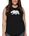 La Pop Art Pus Size California Bear Word Art Tank Top In Black