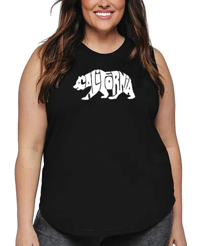 La Pop Art Pus Size California Bear Word Art Tank Top In Black
