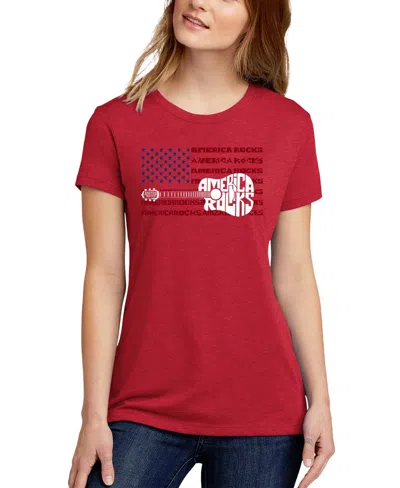La Pop Art Women's America Rocks Crew Neck T-shirt In Red