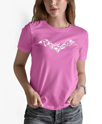 La Pop Art Women's Bat Pics Art Crew Neck T-shirt In Pink