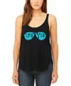 La Pop Art Women's Beach Vibes Premium Word Art Flowy Tank Top In Black