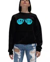 La Pop Art Women's Beach Vibes Word Art Crewneck Sweatshirt In Black