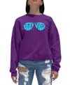 La Pop Art Women's Beach Vibes Word Art Crewneck Sweatshirt In Purple