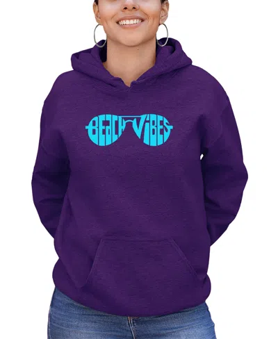 La Pop Art Women's Beach Vibes Word Art Long Sleeve Sweatshirt In Purple