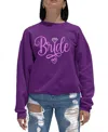 La Pop Art Women's Bride Squad Word Art Crewneck Sweatshirt In Purple
