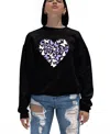 La Pop Art Women's Butterfly Heart Word Art Crewneck Sweatshirt In Black