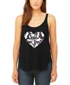 La Pop Art Women's Cat Heart Premium Word Art Flowy Tank Top In Black