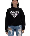 La Pop Art Women's Cat Heart Word Art Crewneck Sweatshirt In Black
