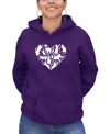 La Pop Art Women's Cat Heart Word Art Long Sleeve Sweatshirt In Purple
