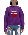 La Pop Art Women's Chimney Santa Word Art Crewneck Sweatshirt In Purple