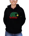 La Pop Art Women's Christmas Elf Hat Word Art Hooded Sweatshirt In Black