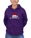 La Pop Art Women's Christmas Peeking Dog Word Art Hooded Sweatshirt In Purple