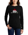 La Pop Art Women's Christmas Peeking Dog Word Art Long Sleeve T-shirt In Black