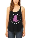 La Pop Art Women's Cowgirl Boots Premium Word Art Flowy Tank Top In Black