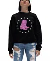 La Pop Art Women's Cowgirl Boots Word Art Crewneck Sweatshirt In Black