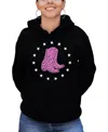 La Pop Art Women's Cowgirl Boots Word Art Crewneck Sweatshirt In Black