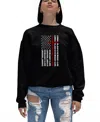 La Pop Art Women's Cross Flag Word Art Crewneck Sweatshirt In Black