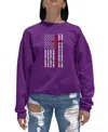 La Pop Art Women's Cross Flag Word Art Crewneck Sweatshirt In Purple