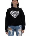 La Pop Art Women's Dog Heart Word Art Crewneck Sweatshirt In Black
