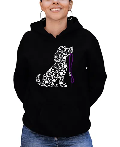 La Pop Art Women's Dog Leash Word Art Hooded Sweatshirt In Black