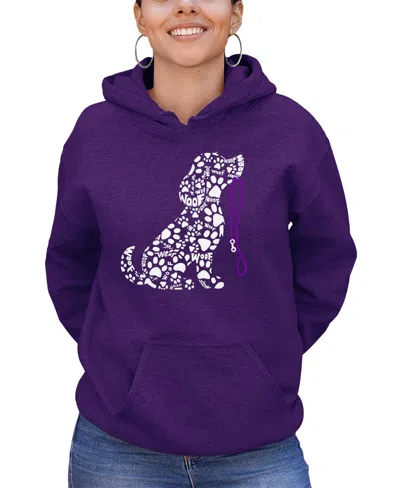 La Pop Art Women's Dog Leash Word Art Hooded Sweatshirt In Purple