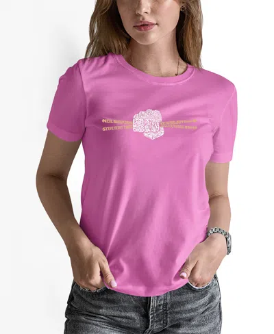 La Pop Art Women's Drum Sticks Word Art Pullover Top In Pink