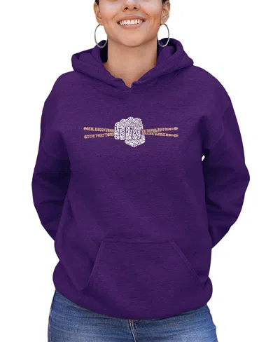 La Pop Art Women's Drumsticks Word Art Hooded Sweatshirt In Purple