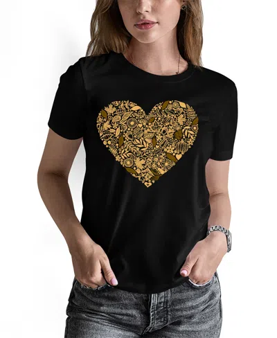La Pop Art Women's Fall Vibes Art Crew Neck T-shirt In Black