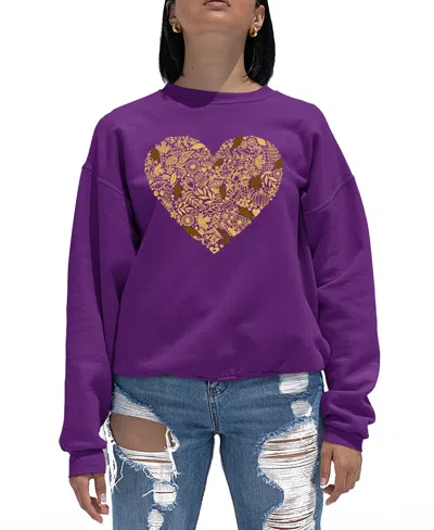 La Pop Art Women's Fall Vibes Art Crewneck Sweatshirt In Purple