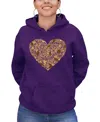 La Pop Art Women's Thanksgiving Heart Word Art Hooded Sweatshirt In Purple
