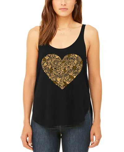 La Pop Art Women's Fall Vibes Premium Art Flowy Tank Top In Black
