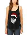 La Pop Art Women's Feliz Navidad Santa Claus Premium Word Art Flowy Tank Top In Black
