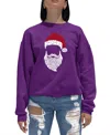 La Pop Art Women's Feliz Navidad Santa Claus Word Art Crewneck Sweatshirt In Purple