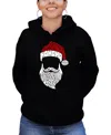 La Pop Art Women's Feliz Navidad Santa Claus Word Art Hooded Sweatshirt In Black