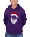 La Pop Art Women's Feliz Navidad Santa Claus Word Art Hooded Sweatshirt In Purple