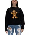 La Pop Art Women's Gingerbread Word Art Crewneck Sweatshirt In Black