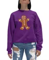 La Pop Art Women's Gingerbread Word Art Crewneck Sweatshirt In Purple