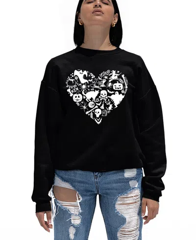 La Pop Art Women's Halloween Heart Art Crewneck Sweatshirt In Black