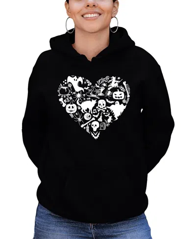 LA POP ART WOMEN'S HALLOWEEN HEART ART HOODED SWEATSHIRT