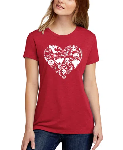 La Pop Art Women's Halloween Heart Premium Blend Art T-shirt In Red