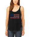 La Pop Art Women's Happy Premium Word Art Flowy Tank Top In Black