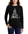 La Pop Art Women's Here Comes Santa Paws Word Art Crewneck Sweatshirt In Black