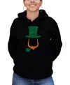 La Pop Art Women's Leprechaun Word Art Hooded Sweatshirt In Black