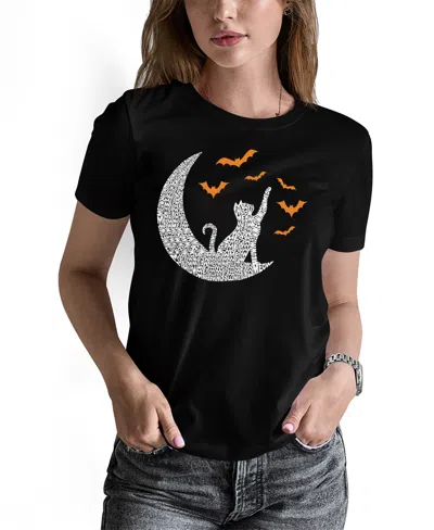 La Pop Art Women's Lunar Bats Word Art Crew Neck T-shirt In Black