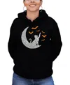 La Pop Art Women's Lunar Bats Word Art Hooded Sweatshirt In Black