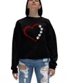 La Pop Art Women's Meow Heart Word Art Crewneck Sweatshirt In Black