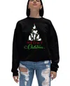 La Pop Art Women's Meowy Christmas Tree Word Art Crewneck Sweatshirt In Black