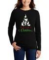 La Pop Art Women's Meowy Christmas Tree Word Art Crewneck Sweatshirt In Black