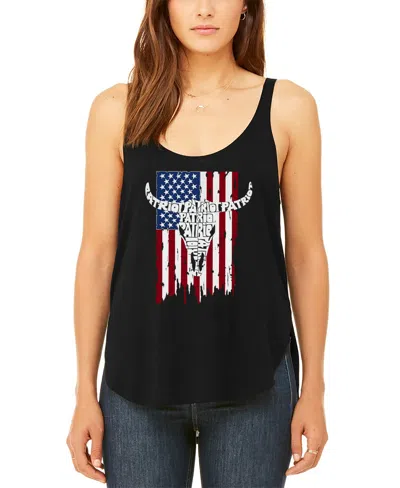 La Pop Art Women's Patriot Flag Premium Word Art Flowy Tank Top In Black