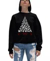 La Pop Art Women's Paw Christmas Tree Art Crewneck Sweatshirt In Black